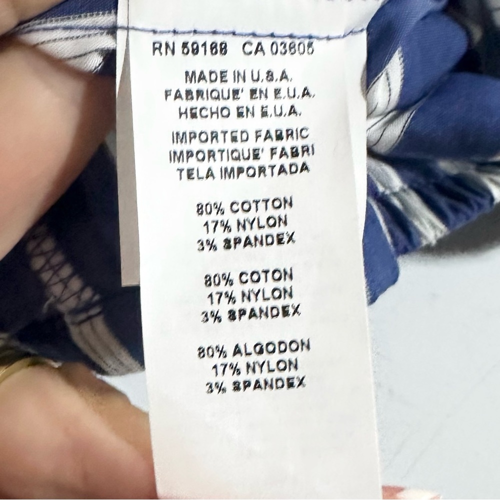 Karen Kane Women's Blue & White Stripe Tie Waist Top - M - Picture 6 of 7